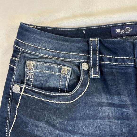 Miss Me "Leather Fleur de Lis" Rhinestone Pearls Curvy Boot 31 X 30 Bnfts Chrty - Picture 7 of 16